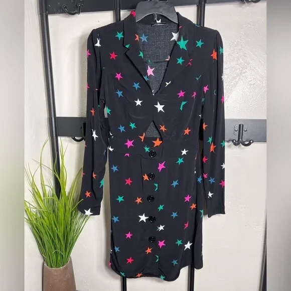 Nobody's Child Star Multi Color Cut out Mini Skater Dress Black Size 6 - Picture 2 of 16